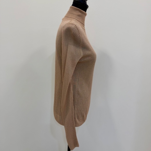 Boston Proper Sparkling Gold Thread Turtleneck, Lightweight, Versatile, Size M - Picture 4 of 11